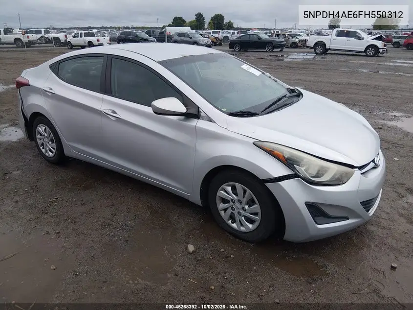 HYUNDAI ELANTRA 2015, VIN 5NPDH4AE6FH550312