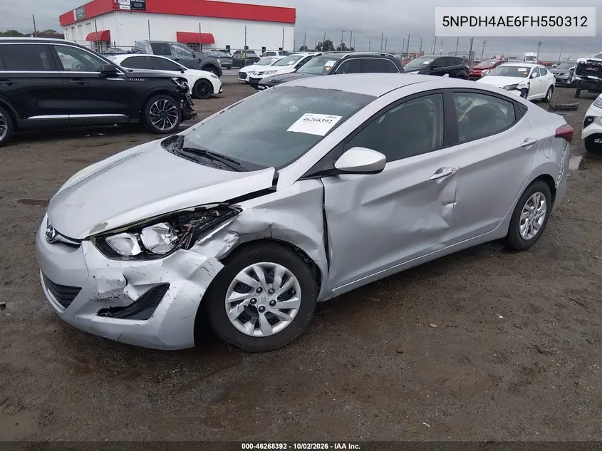 2015 HYUNDAI ELANTRA VIN 5NPDH4AE6FH550312 — фото 2