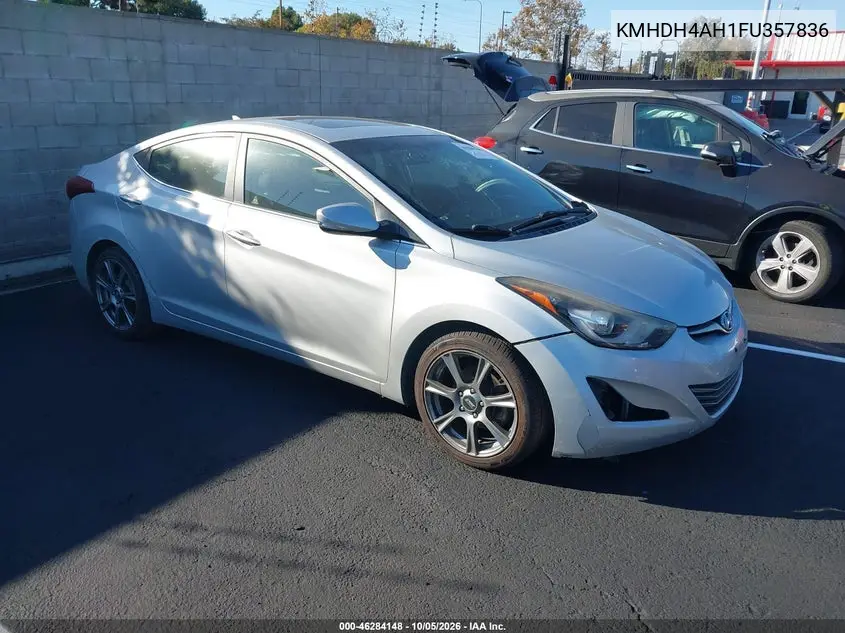 HYUNDAI ELANTRA 2015, VIN KMHDH4AH1FU357836