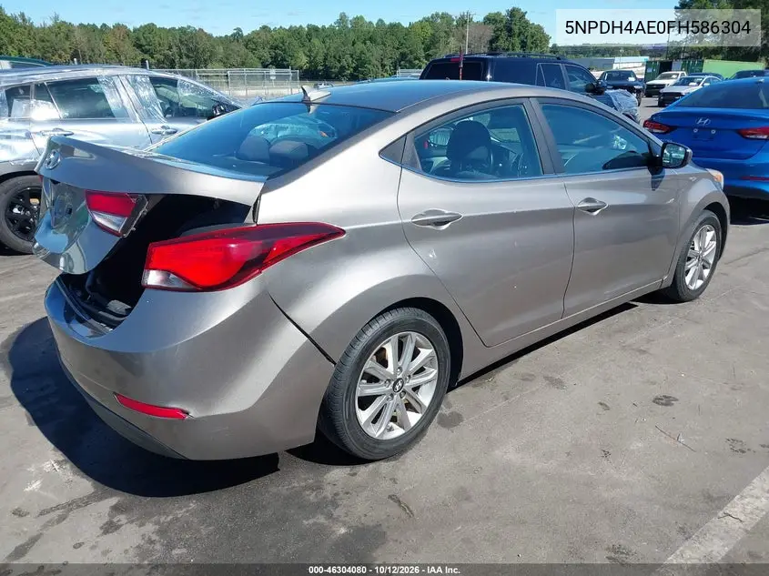 2015 HYUNDAI ELANTRA VIN 5NPDH4AE0FH586304 — фото 4