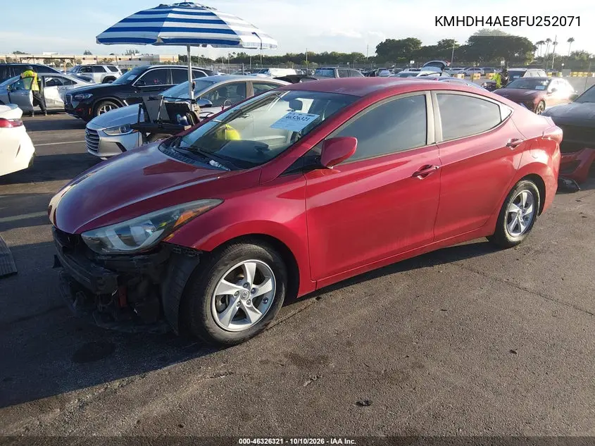 2015 HYUNDAI ELANTRA VIN KMHDH4AE8FU252071 — фото 2