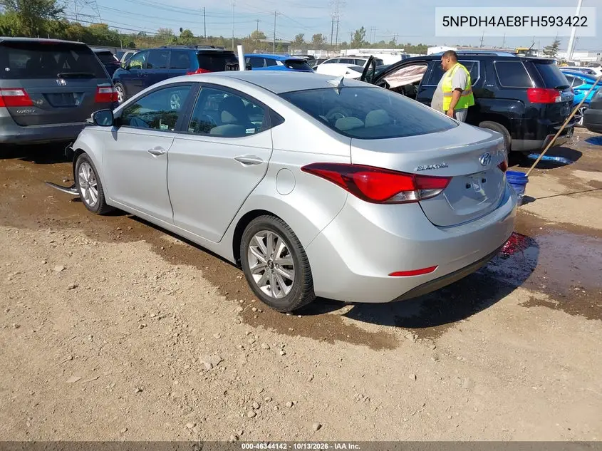 2015 HYUNDAI ELANTRA VIN 5NPDH4AE8FH593422 — фото 3