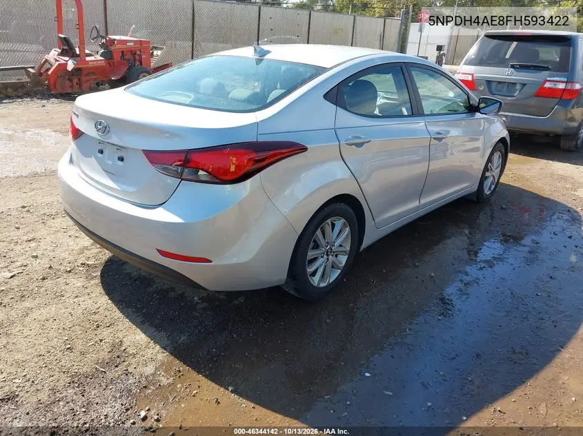2015 HYUNDAI ELANTRA VIN 5NPDH4AE8FH593422 — фото 4