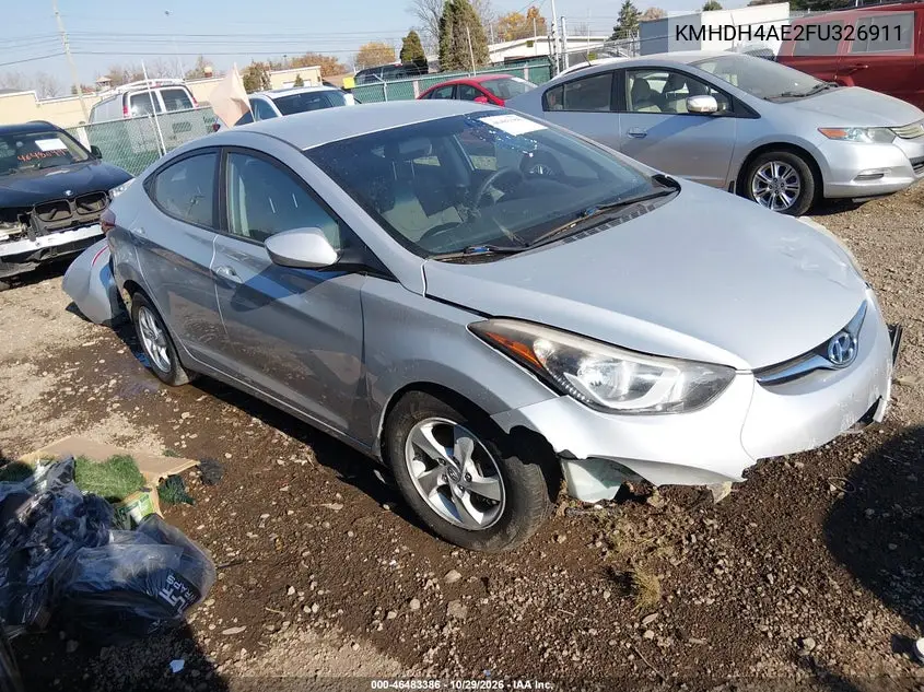 HYUNDAI ELANTRA 2015, VIN KMHDH4AE2FU326911