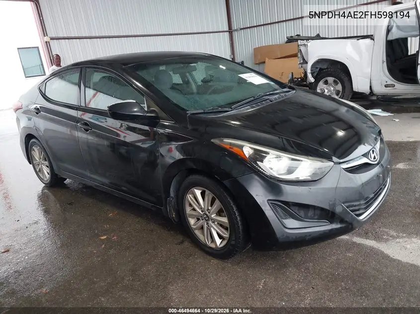 HYUNDAI ELANTRA 2015, VIN 5NPDH4AE2FH598194