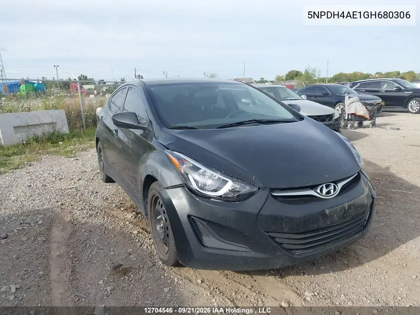 HYUNDAI ELANTRA 2016, VIN 5NPDH4AE1GH680306
