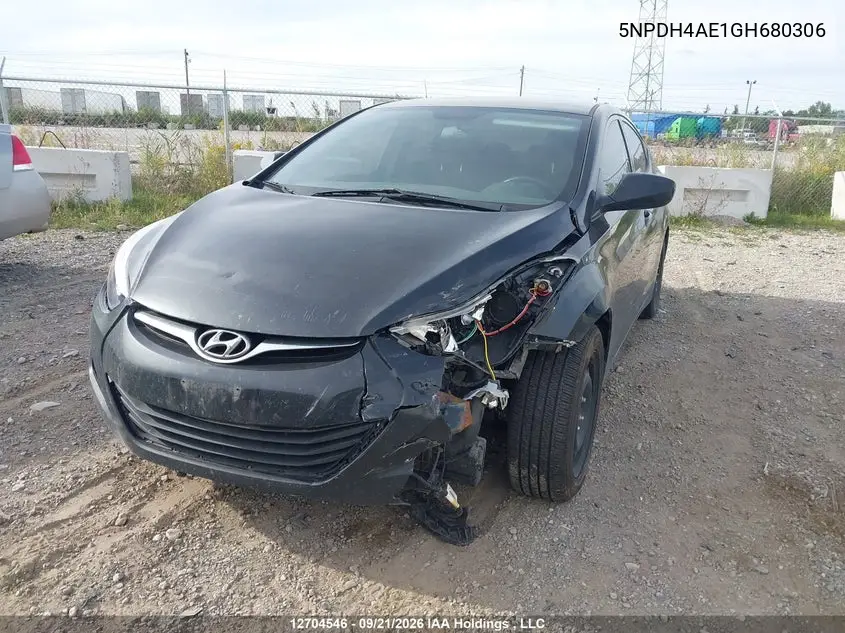 2016 HYUNDAI ELANTRA VIN 5NPDH4AE1GH680306 — фото 2