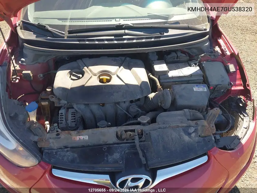 2016 HYUNDAI ELANTRA VIN KMHDH4AE7GU538320 — фото 10
