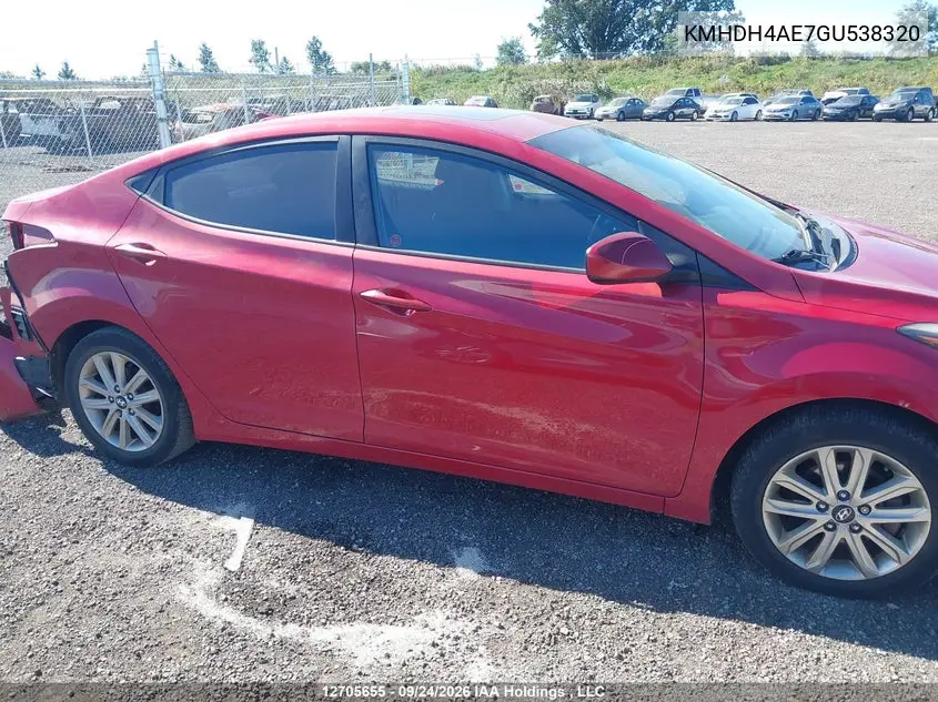 2016 HYUNDAI ELANTRA VIN KMHDH4AE7GU538320 — фото 14