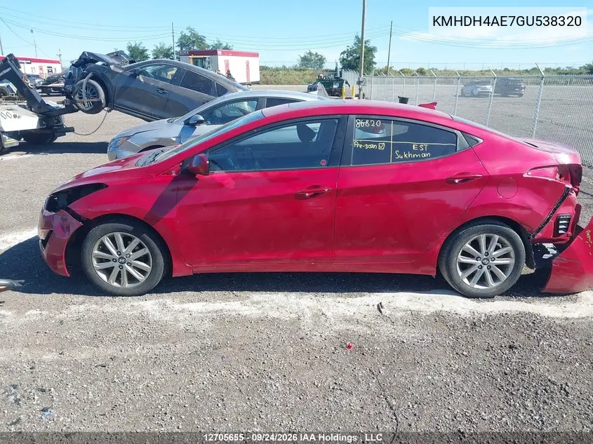 2016 HYUNDAI ELANTRA VIN KMHDH4AE7GU538320 — фото 15
