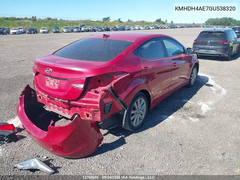 2016 HYUNDAI ELANTRA VIN KMHDH4AE7GU538320 — фото 4