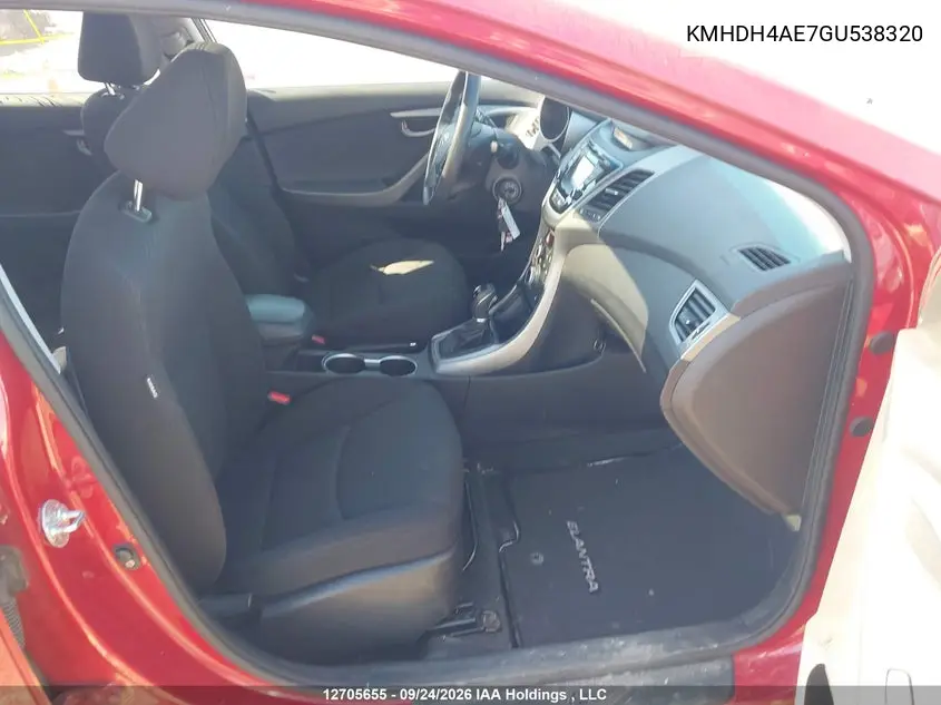 2016 HYUNDAI ELANTRA VIN KMHDH4AE7GU538320 — фото 5