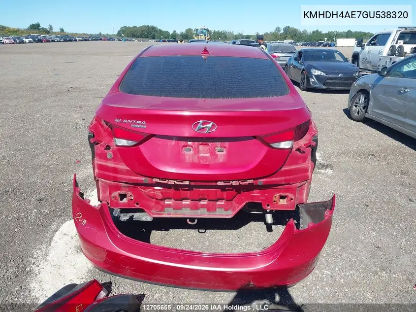 2016 HYUNDAI ELANTRA VIN KMHDH4AE7GU538320 — фото 6