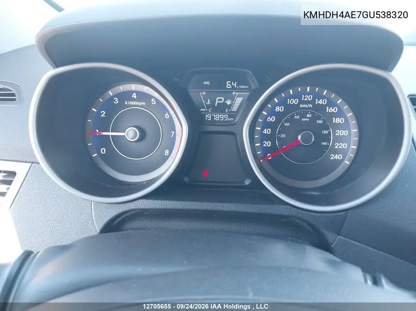 2016 HYUNDAI ELANTRA VIN KMHDH4AE7GU538320 — фото 7