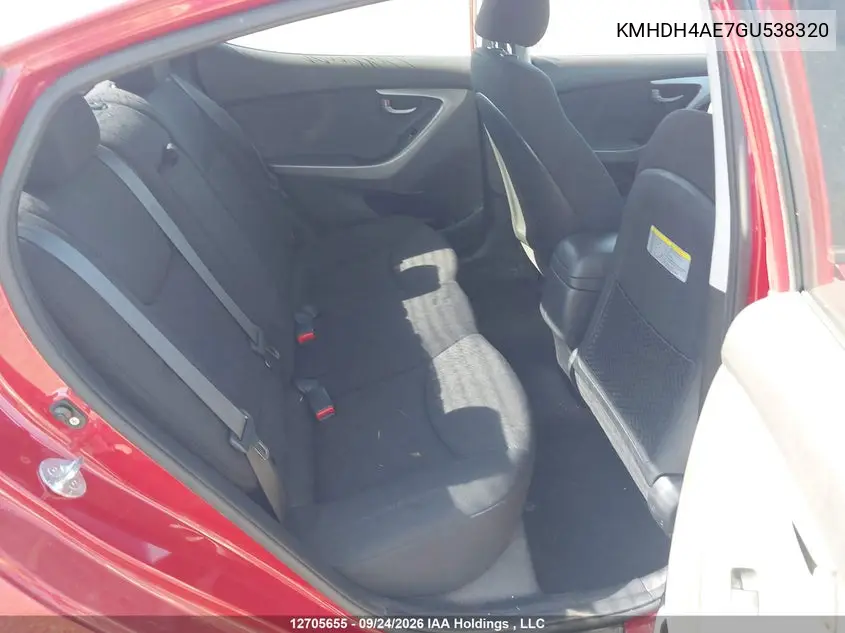 2016 HYUNDAI ELANTRA VIN KMHDH4AE7GU538320 — фото 8