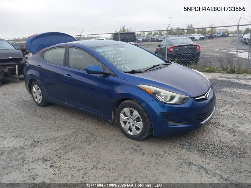 HYUNDAI ELANTRA 2016, VIN 5NPDH4AE8GH733566