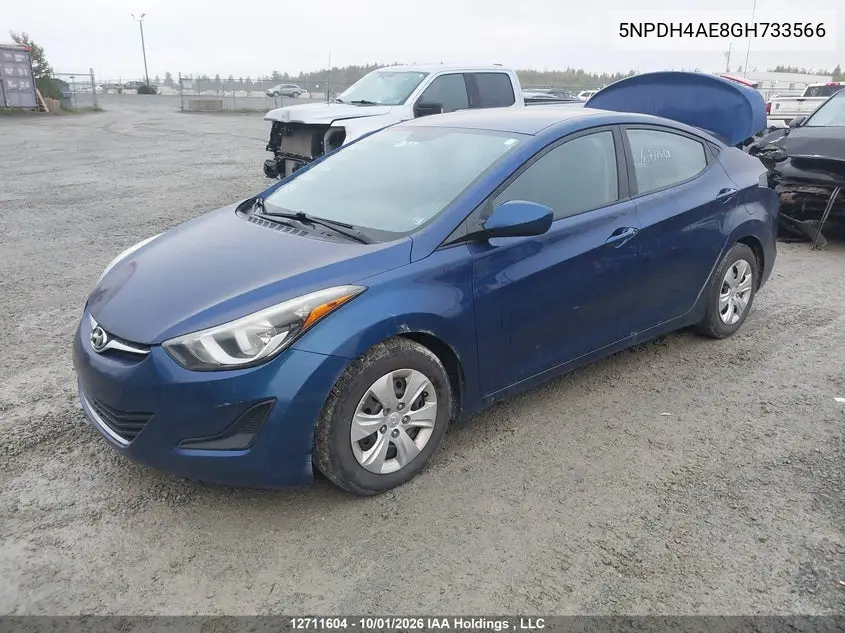 2016 HYUNDAI ELANTRA VIN 5NPDH4AE8GH733566 — фото 2