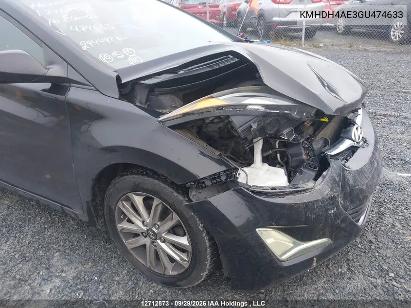 2016 HYUNDAI ELANTRA VIN KMHDH4AE3GU474633 — фото 12