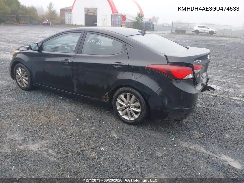 2016 HYUNDAI ELANTRA VIN KMHDH4AE3GU474633 — фото 3
