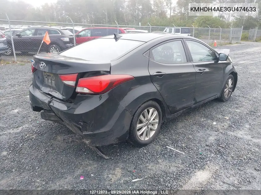 2016 HYUNDAI ELANTRA VIN KMHDH4AE3GU474633 — фото 4