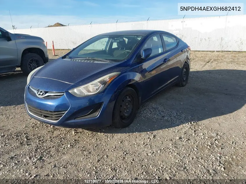 2016 HYUNDAI ELANTRA VIN 5NPDH4AEXGH682412 — фото 2