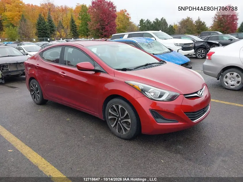 HYUNDAI ELANTRA 2016, VIN 5NPDH4AE8GH706738