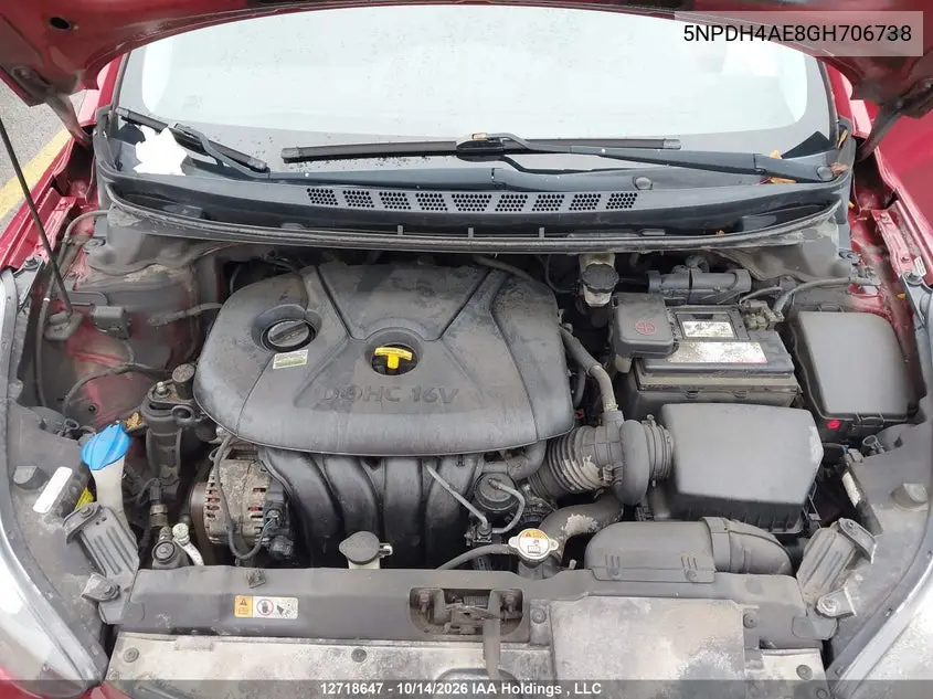 2016 HYUNDAI ELANTRA VIN 5NPDH4AE8GH706738 — фото 10