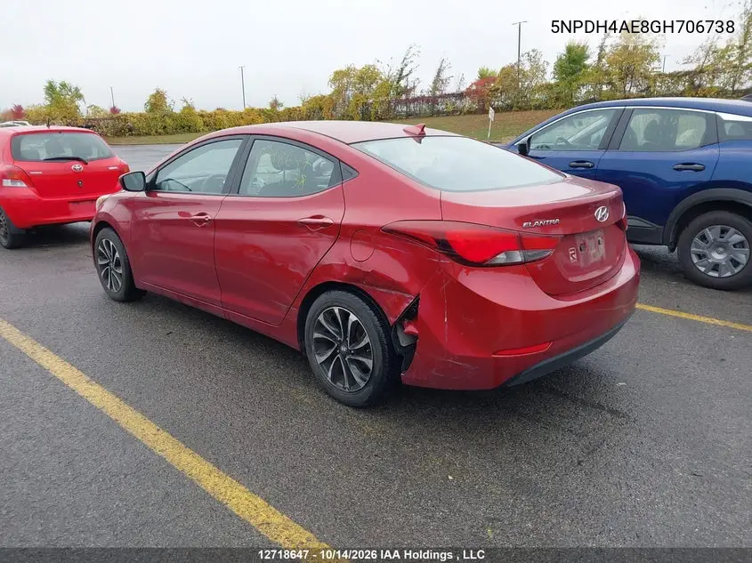 2016 HYUNDAI ELANTRA VIN 5NPDH4AE8GH706738 — фото 3