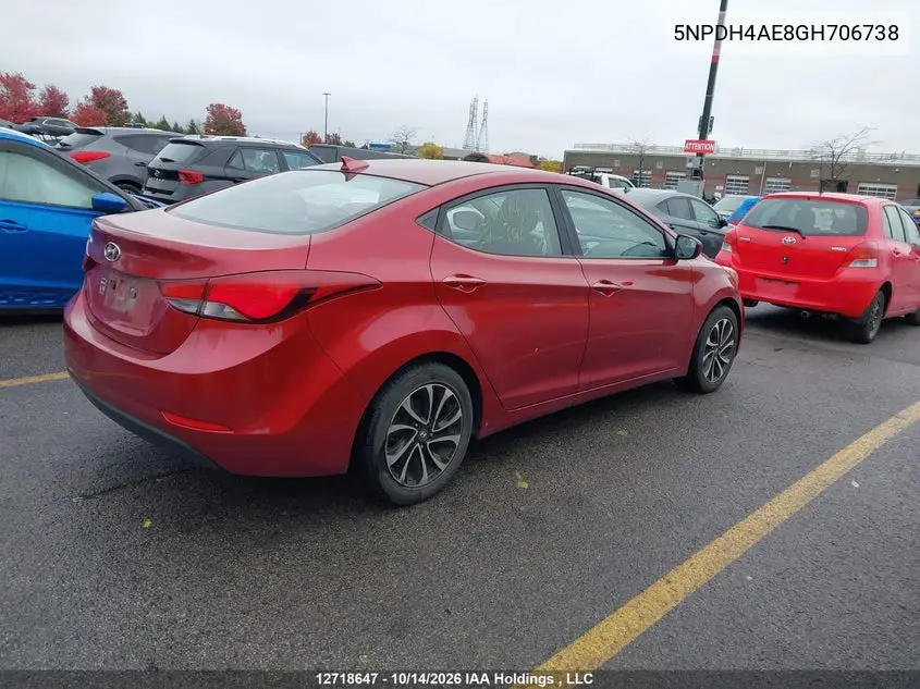 2016 HYUNDAI ELANTRA VIN 5NPDH4AE8GH706738 — фото 4