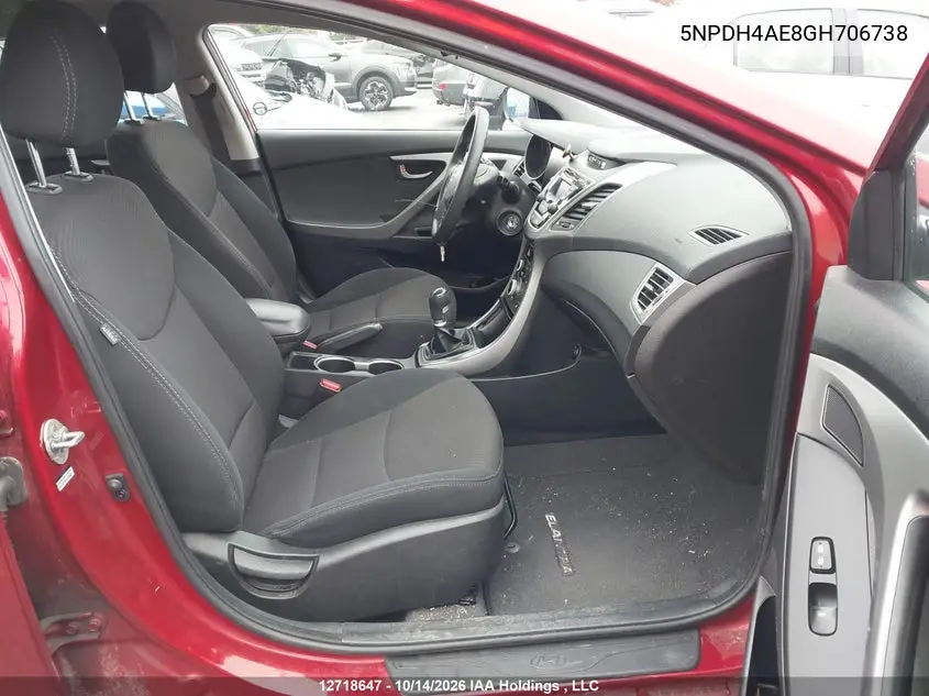 2016 HYUNDAI ELANTRA VIN 5NPDH4AE8GH706738 — фото 5