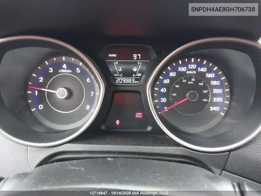 2016 HYUNDAI ELANTRA VIN 5NPDH4AE8GH706738 — фото 7