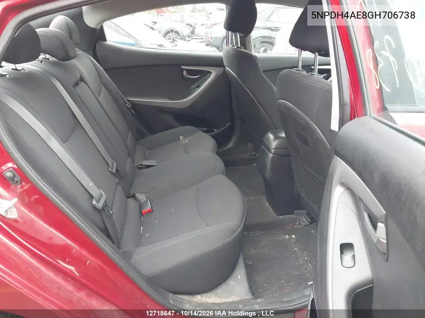 2016 HYUNDAI ELANTRA VIN 5NPDH4AE8GH706738 — фото 8