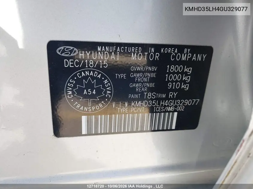 2016 HYUNDAI ELANTRA VIN KMHD35LH4GU329077 — фото 18