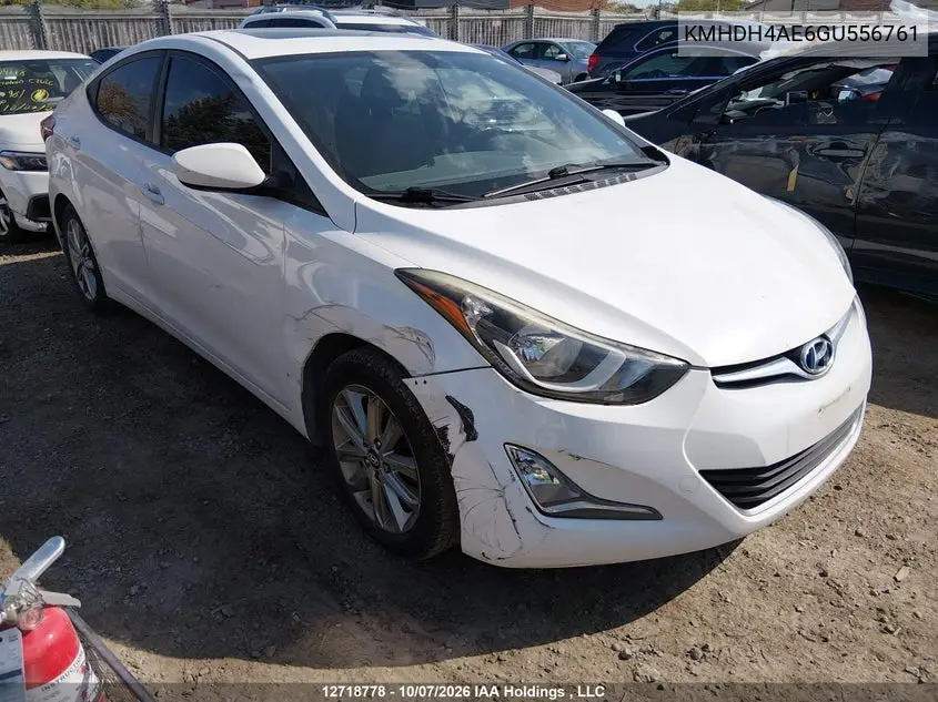 HYUNDAI ELANTRA 2016, VIN KMHDH4AE6GU556761