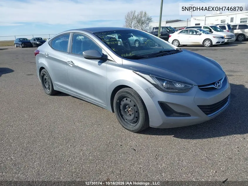 HYUNDAI ELANTRA 2016, VIN 5NPDH4AEXGH746870
