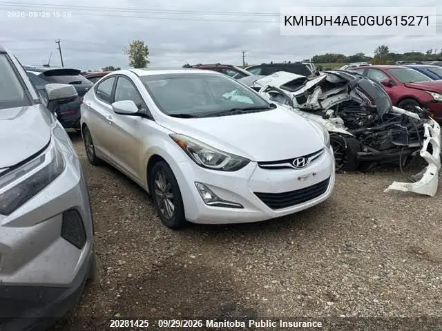 HYUNDAI ELANTRA 2016, VIN KMHDH4AE0GU615271