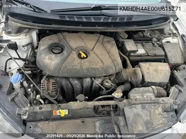 2016 HYUNDAI ELANTRA VIN KMHDH4AE0GU615271 — фото 10