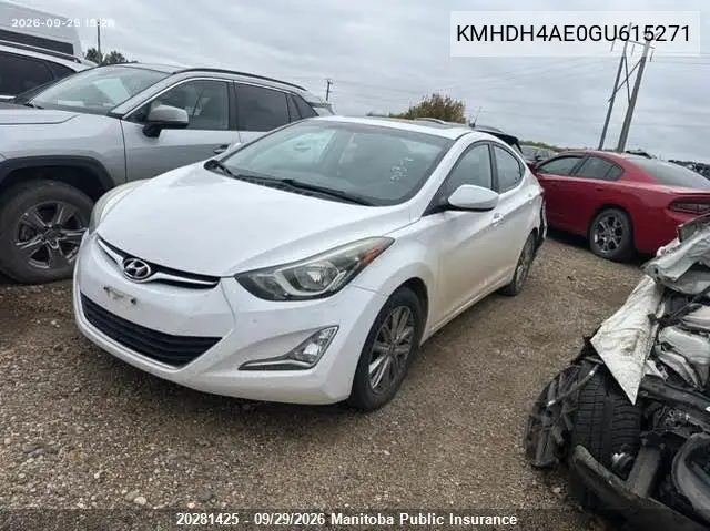 2016 HYUNDAI ELANTRA VIN KMHDH4AE0GU615271 — фото 2