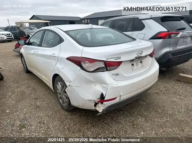 2016 HYUNDAI ELANTRA VIN KMHDH4AE0GU615271 — фото 3
