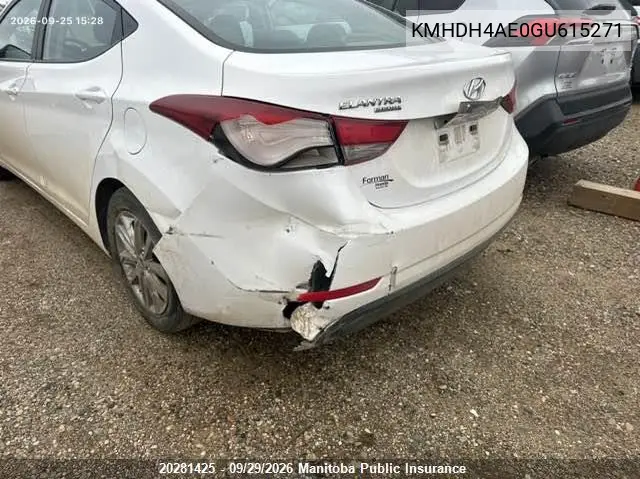 2016 HYUNDAI ELANTRA VIN KMHDH4AE0GU615271 — фото 6