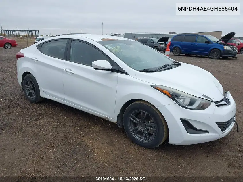 HYUNDAI ELANTRA 2016, VIN 5NPDH4AE4GH685404