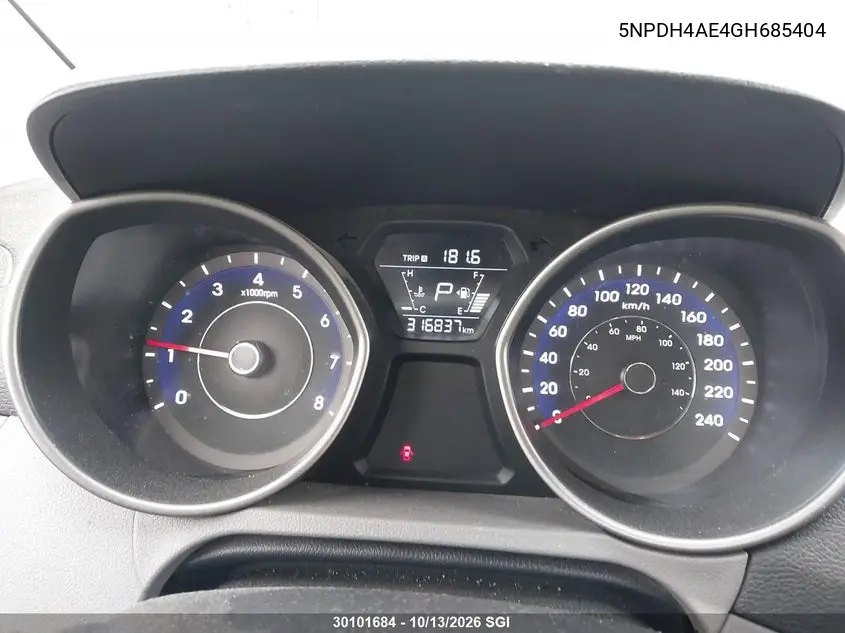 2016 HYUNDAI ELANTRA VIN 5NPDH4AE4GH685404 — фото 7