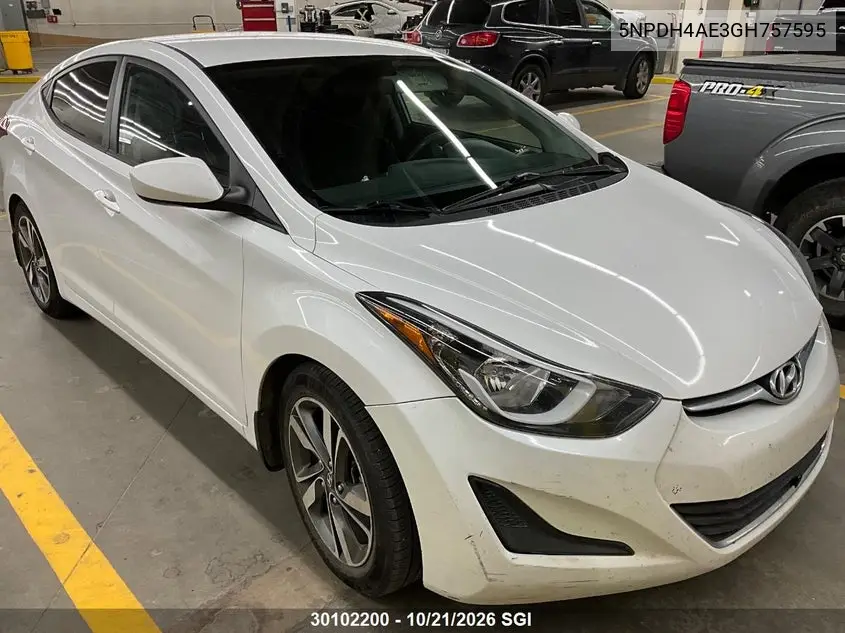 HYUNDAI ELANTRA 2016, VIN 5NPDH4AE3GH757595