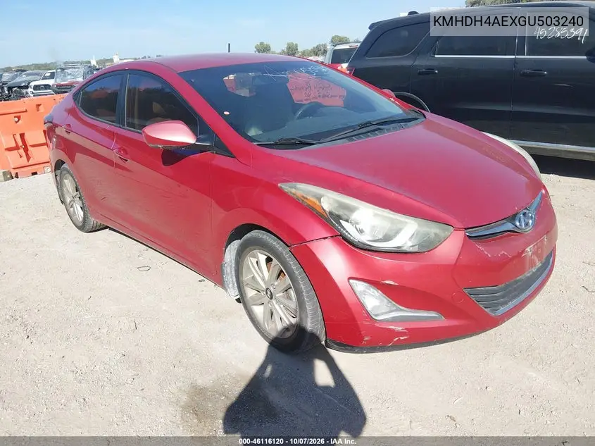 HYUNDAI ELANTRA 2016, VIN KMHDH4AEXGU503240
