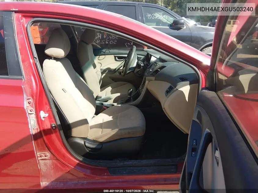 2016 HYUNDAI ELANTRA VIN KMHDH4AEXGU503240 — фото 5