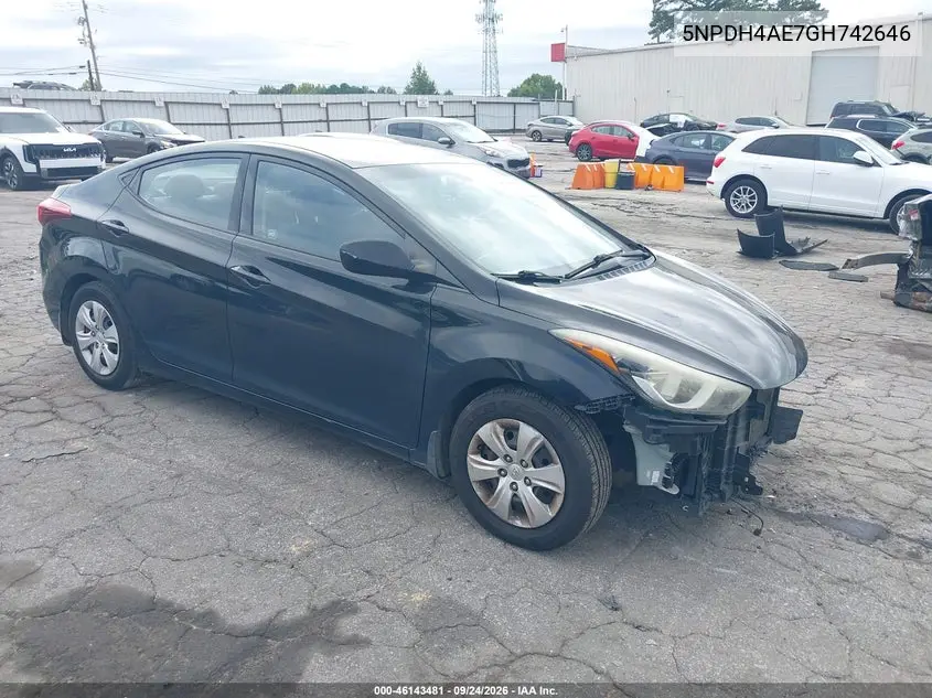 2016 HYUNDAI ELANTRA VIN 5NPDH4AE7GH742646 — фото 3