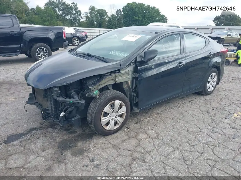 2016 HYUNDAI ELANTRA VIN 5NPDH4AE7GH742646 — фото 4
