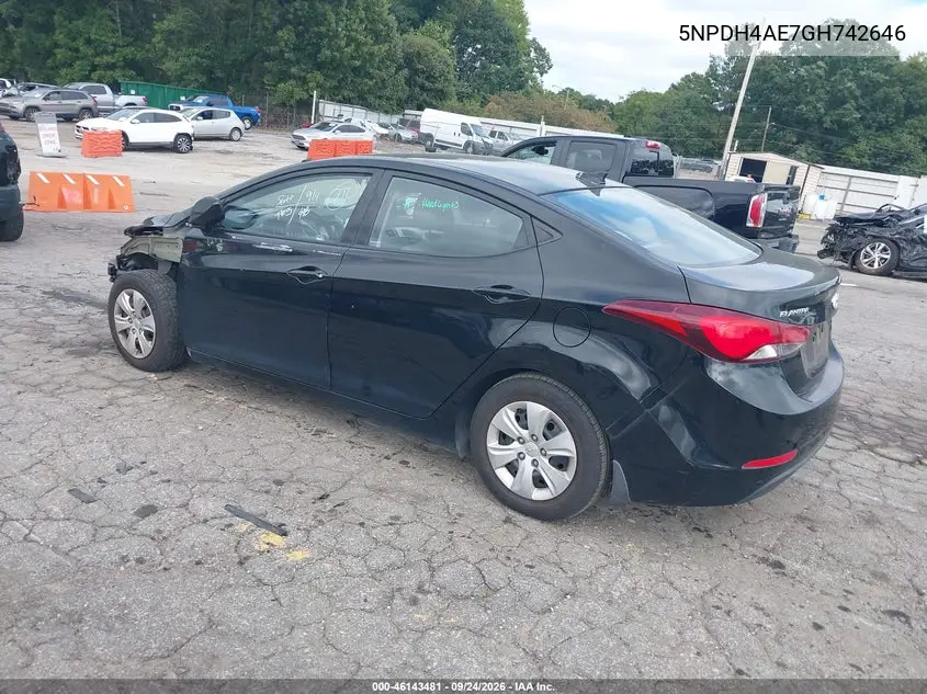 2016 HYUNDAI ELANTRA VIN 5NPDH4AE7GH742646 — фото 5