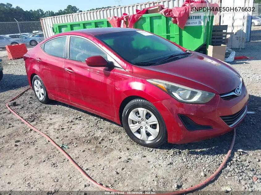 HYUNDAI ELANTRA 2016, VIN 5NPDH4AE5GH676632