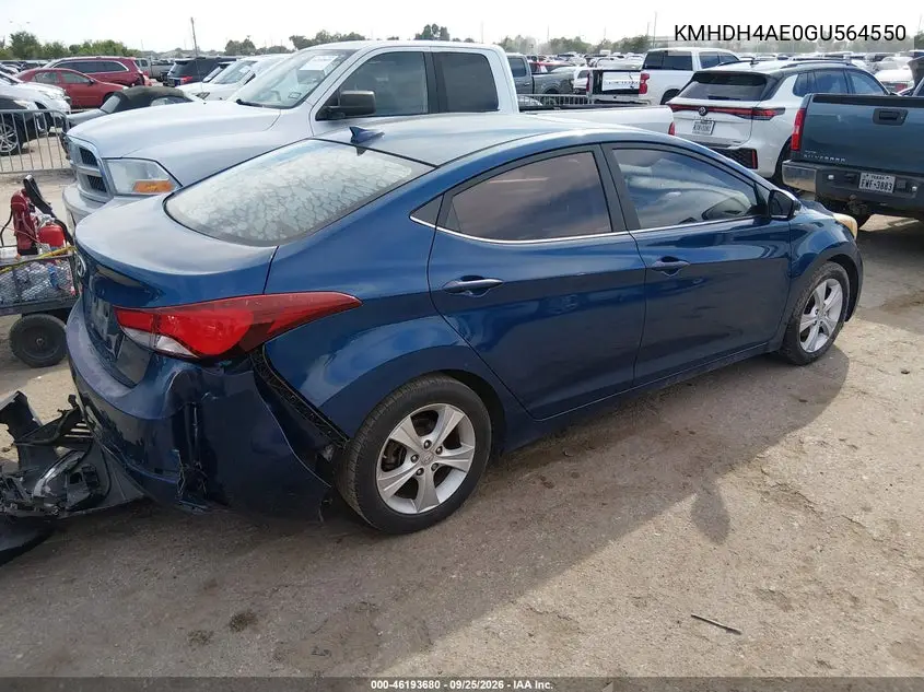 2016 HYUNDAI ELANTRA VIN KMHDH4AE0GU564550 — фото 4